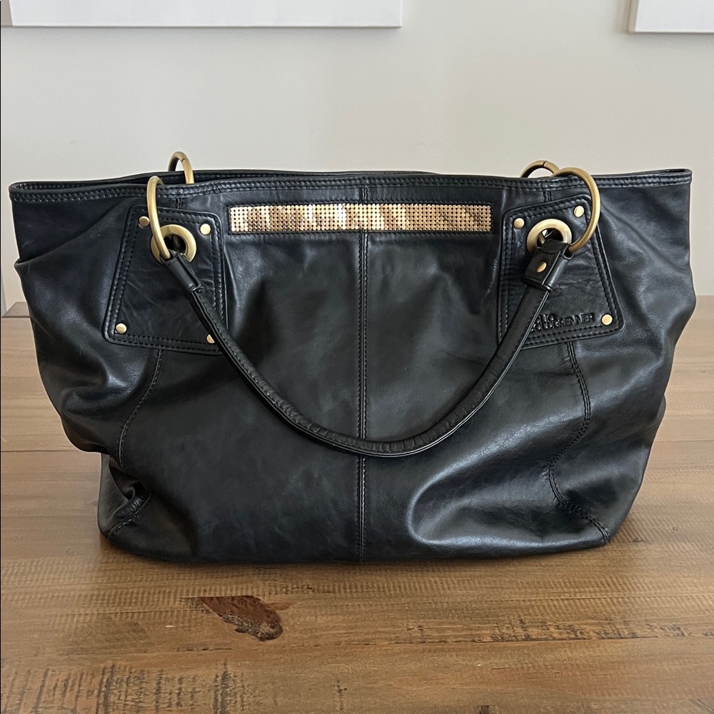 Black Large Leather Handle Bag